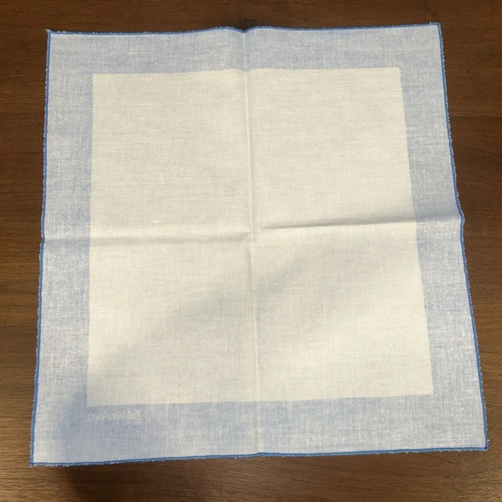 Vintage 8pc Bob Van Allen Fallani Cohn Napkins Blue Border MCM Cotton 2 NWT